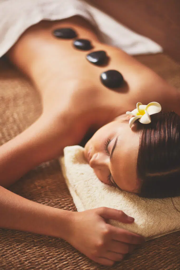 young woman stone therapy